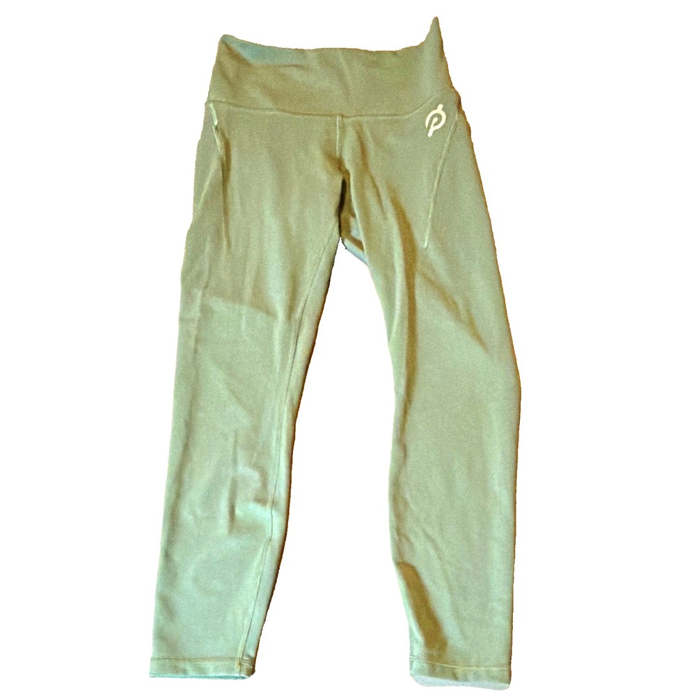 lululemon athletica  peloton Ankle Leggings Green Solid Yoga Stretch Logo Size 8